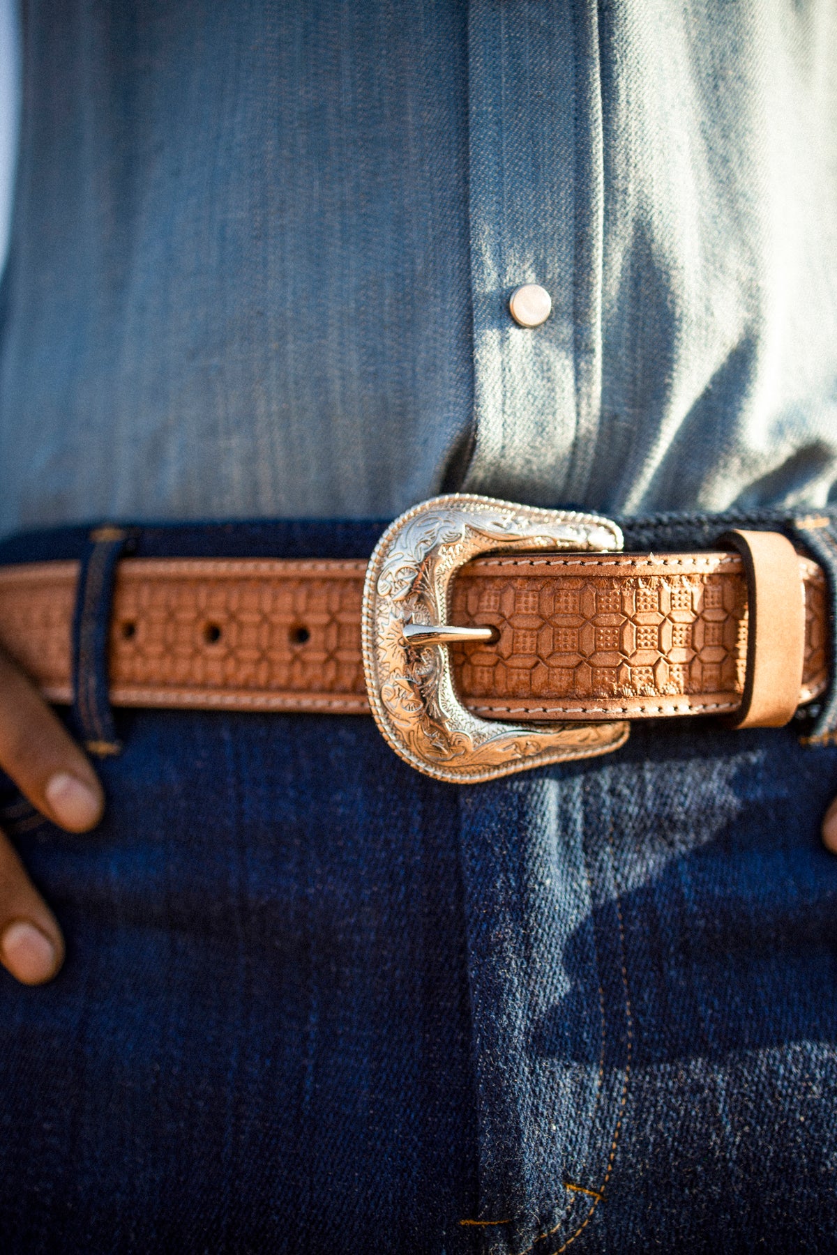 Beaded Leather Belt