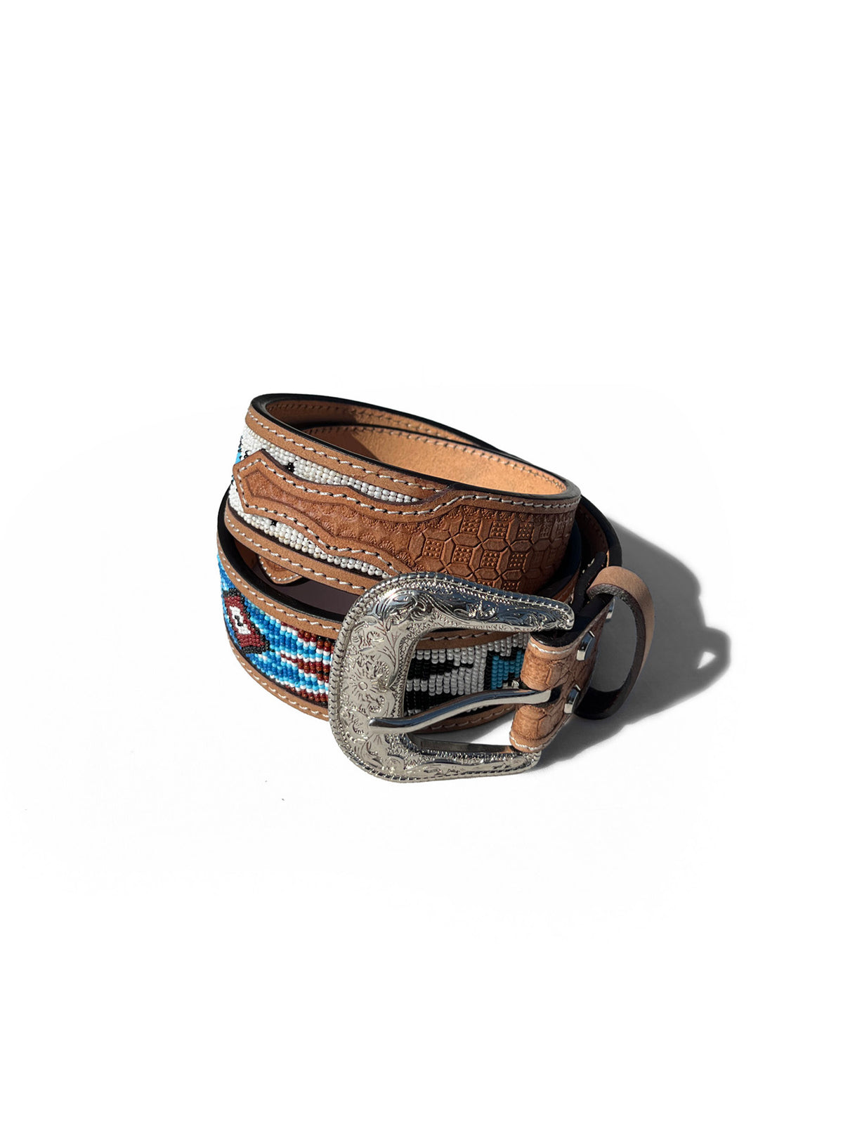 Beaded Leather Belt